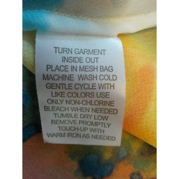 Sunny Leigh Women Small Shirt Floral Sheer Chiffon Jewel Button Multicolor Tunic - Picture 8 of 9